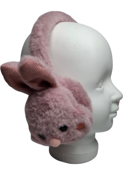 Spteks Kitti Kız Çocuk Pembe Renk Tavşan Kulak Figürlü Kışlık Peluş Kulaklık