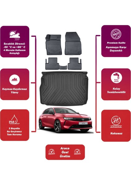 Opel Astra L 2022 Model Üst Bagaj Havuzu+4d Araca Özel Havuzlu Paspas Takımıı Maxii