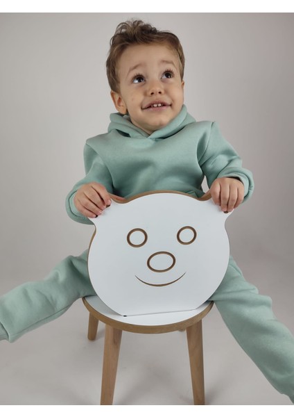 3 Iplik Şardonlu Kanguru Cepli ve Kapüşonlu Kız Erkek Unisex Çocuk Eşofman Takımı