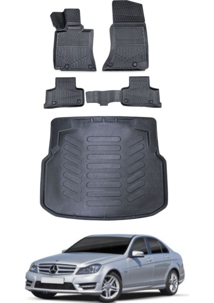 Mercedes C Serisi W204 2012 Model Plastik Bagaj Havuzu Araca Özel Siyah Paspas Takımı