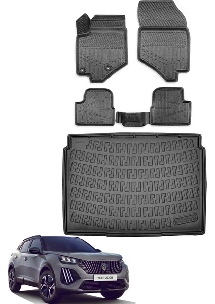 Peugeot 2008 2021 Model Alt Kademe Bagaj Havuzu+Araca Özel Üretim 3D Havuzlu Paspas Takımı