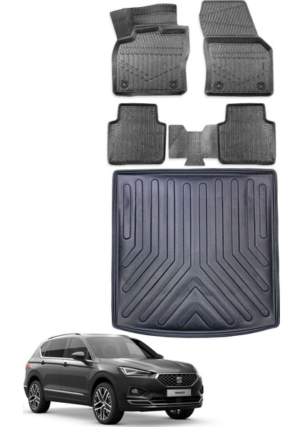 Seat Tarraco 2019 Model 5 Koltuklu Bagaj Havuzu+Araca Özel Üretim 3D Havuzlu Paspas