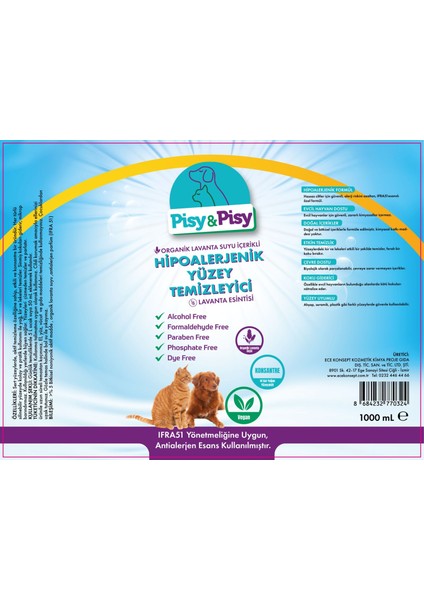 Lavanta Özlü Hipoalerjenik Yüzey Temizleyici 1 lt
