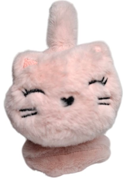 Spteks Kitti Kız Çocuk Pudra Renk Kedi Figürlü Kışlık Peluş Kulaklık