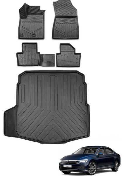 Passat 2017 ve Sonrası Impression Paket Bagaj Havuzu+Araca Özel Üretim 3D Havuzlu Paspas