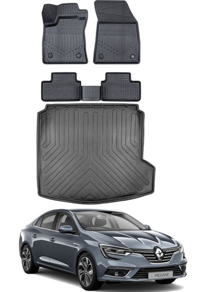 Renault Megane 4 2020 Model Sağ Kulak Bagaj Havuzu Araca Özel Siyah Paspas Takımı