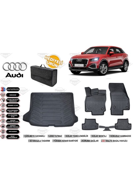 Audi Q2 2017 Model Bagaj Havuzu+Paspas Seti Profesyonel Serisi Hediyeli