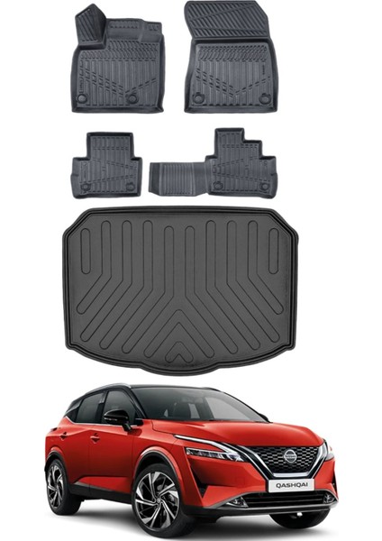 Nissan Qashqai E-Power 2025 Model Alt Bagaj Havuzu Araca Özel Siyah Paspas Takımı