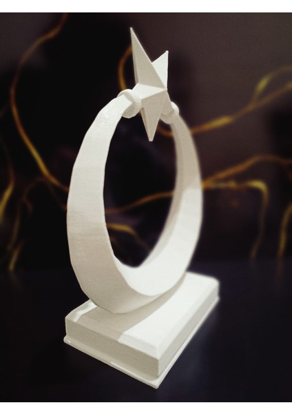 Ay Yıldız Masa Dekoru Türk Bayrak Masa Ofis Dekoru Biblo Heykel 16 x 12.5 x 6 cm