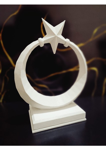 Ay Yıldız Masa Dekoru Türk Bayrak Masa Ofis Dekoru Biblo Heykel 16 x 12.5 x 6 cm