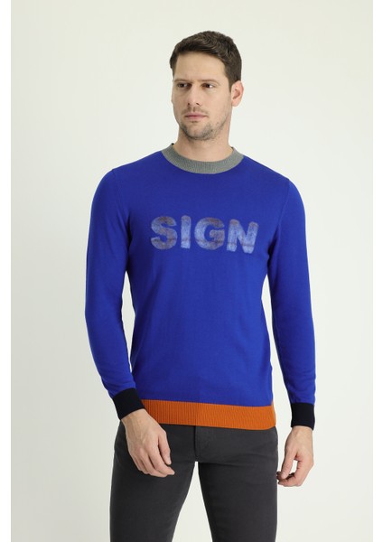 Bisiklet Yaka Slim Fit Dar Kesim Desenli Pamuklu Triko Kazak fiyatları