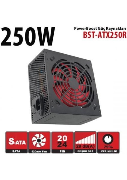 250W BST-ATX250R 12CM Fanlı Power Supply