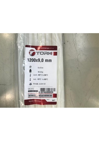 TRK - 1200 - 90 W Beyaz 100'lü Kablo Bağı