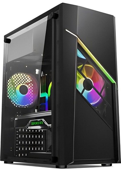 Elegance Delux 500W Temperlı Cam Sıyah 1x Fan Rgb Gaming Kasa