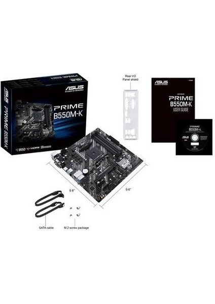 Prıme B550M-K Amd B550 Am4 Ddr4 4400 HDMI DVI VGA Çift M2 Usb3.2 Matx Pcıe 4.0 Ecc Ram Desteği