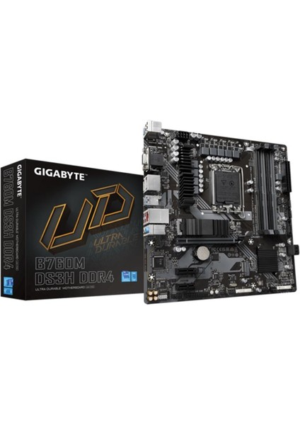 Gıgabyte B760M DS3H Ddr4 5133MHZ 1xvga 1xhdmı 1xdp 1xm.2 Matx 1700P (14. 13. ve 12.nesil Işlemci Uyumlu)