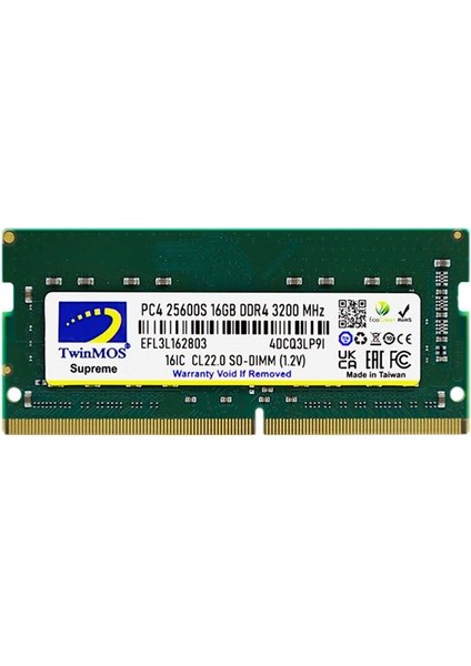 16 GB Ddr4 3200MHZ Twınmos 1.2V Nb MDD416GB3200N