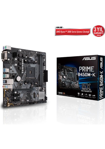 Prıme B450M-K Iı B450 Ddr4 Usb3.1 M.2 Dvı/vga Pcı 3.0 Am4 Anakart