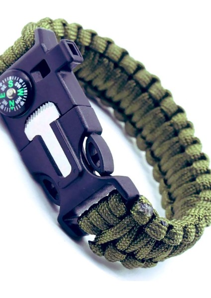 Survıval Pusulalı Hayatta Kalma Bilekliği Kamp Bileklik Düdük Çok Amaçlı Outdoor Aksesuar Kit