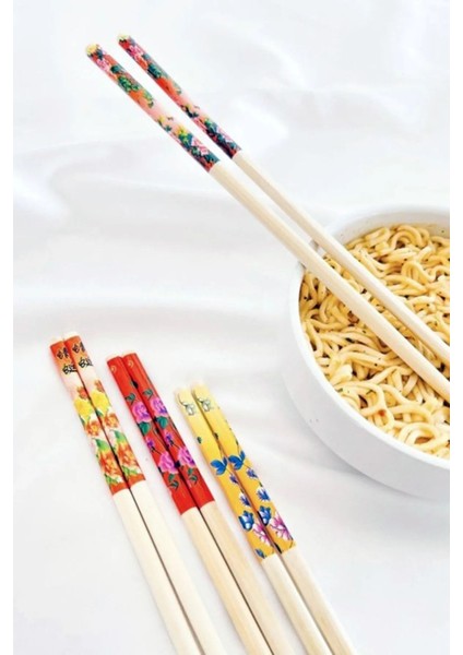 Desenli Organik Bambu Çin Çubuğu Chop Sticks 10 Çift Çin Restoran Çubukları