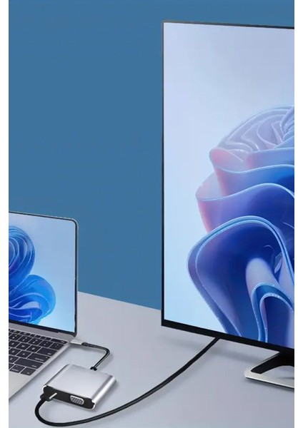 Type-C HDMI VGA USB 3.0 Dönüştürücü 4 In 1 Video Dönüştürücü Çoklu Type-C Monitör Dönüştürücü