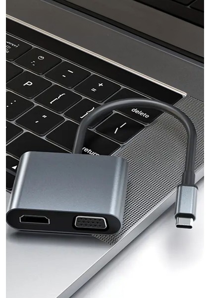Type-C HDMI VGA USB 3.0 Dönüştürücü 4 In 1 Video Dönüştürücü Çoklu Type-C Monitör Dönüştürücü