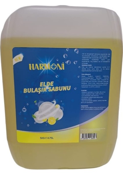 Bulaşık Yıkama Deterjanı Elde Yıkama 5 lt Limon Esansı