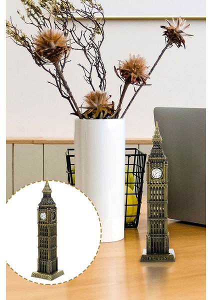 Retro London Big Ben Saat Kulesi Yapı Modeli Dekoratif Biblo Antik Bronz Obje