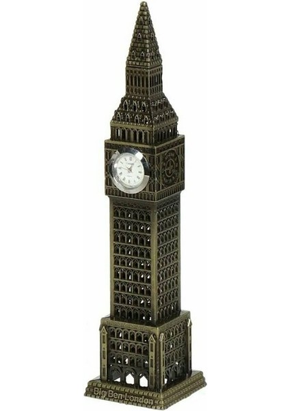 Retro London Big Ben Saat Kulesi Yapı Modeli Dekoratif Biblo Antik Bronz Obje