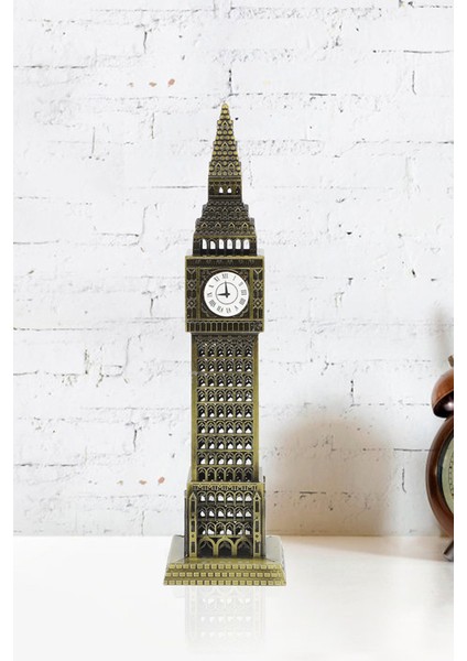 Retro London Big Ben Saat Kulesi Yapı Modeli Dekoratif Biblo Antik Bronz Obje