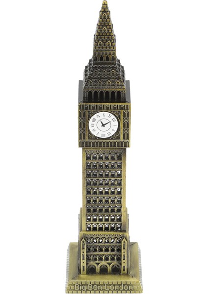 Retro London Big Ben Saat Kulesi Yapı Modeli Dekoratif Biblo Antik Bronz Obje