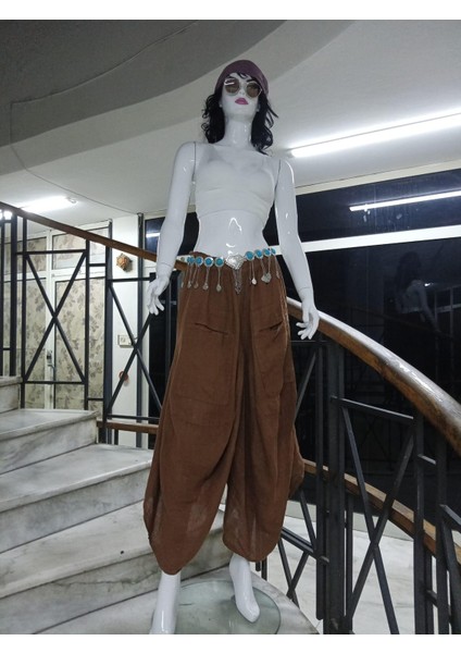 İtalyan Cepli Keten Şalvar Pantolon (36-48 Beden Arası)