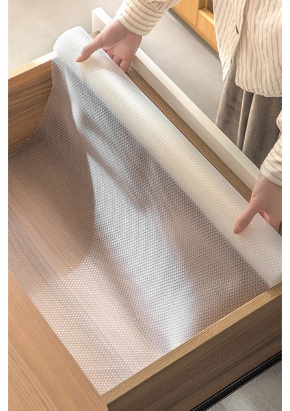 Şeffaf Kaydırmaz Raf Dolap ve Çekmece Örtüsü Mobilya Ayak Kaydırmaz 45X300 cm