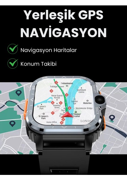 Watch PG Ultra Siyah 4G LTE 16GB Sim Kartlı Kameralı Akıllı Saat Wi-Fi Çocuk Huawei İphone Uyumlu 8-9-10