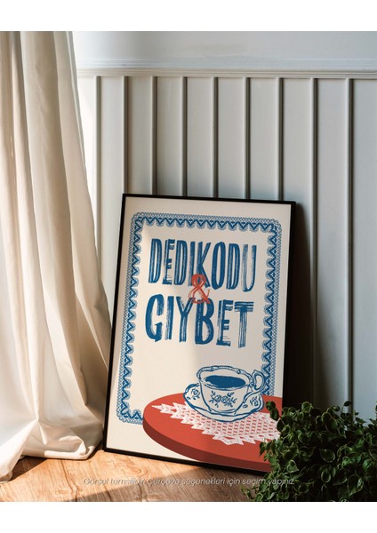 Dedikodu & Gıybet - Türk Kahvesi Temalı Nostaljik Çerçeveli-Çerçevesiz Poster fırsatları