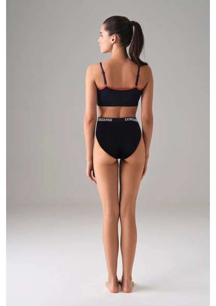 Kadın Siyah V Kesim Yüksek Bel Slip 7154