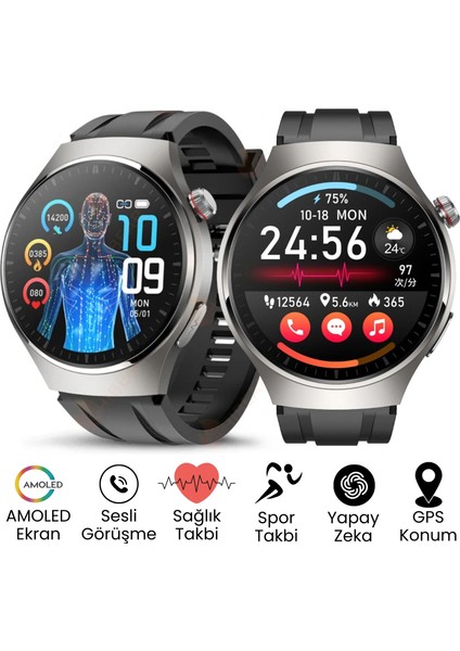 2025 Hk8 Hero Akıllı Saat - Amoled Ekranlı, Sesli Arama Özelliği, Huawei iPhone Uyumlu Watch 8-9-10