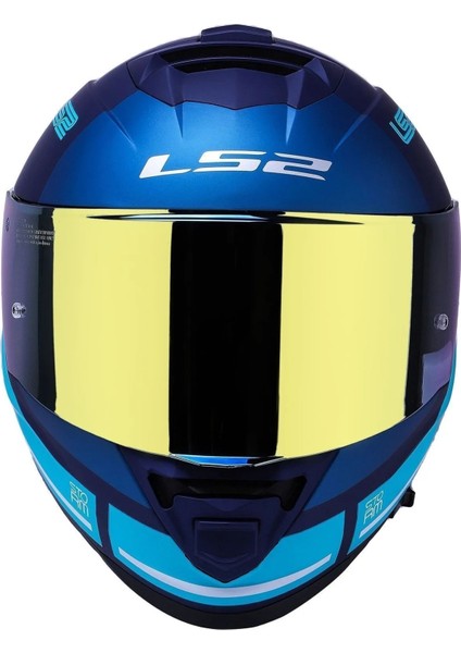 Storm 2 Slant Mat Mavi Turuncu Kapalı Motosiklet Kaskı Gold Camlı fırsatları