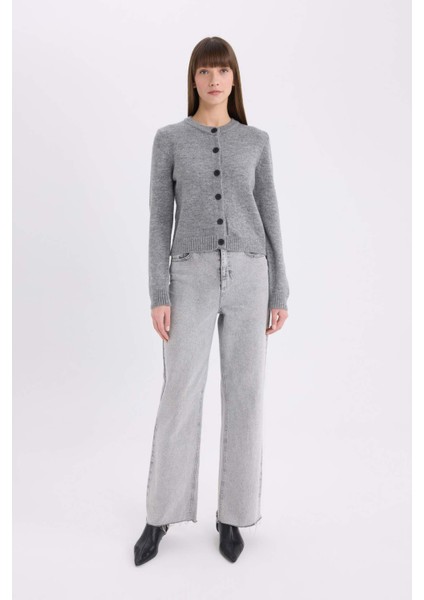 Regular Fit Bisiklet Yaka Basic Düz Düğmeli Soft Touch Yumuşak Triko Hırka E3654AX25SP fiyatları