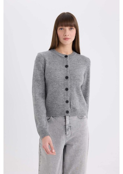 Regular Fit Bisiklet Yaka Basic Düz Düğmeli Soft Touch Yumuşak Triko Hırka E3654AX25SP modelleri