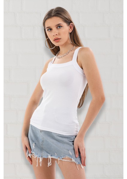 Viskon Penye Örme Kumaş Askılı Badi Kadın Body