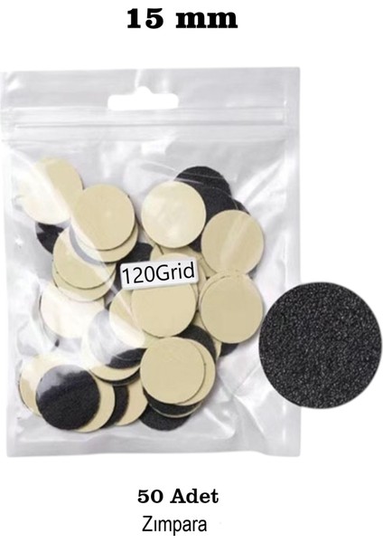 50 Adet 15 mm Pododisk Zımparası - 80/120/180/240 Grit (Sertlik) Seçenekleri