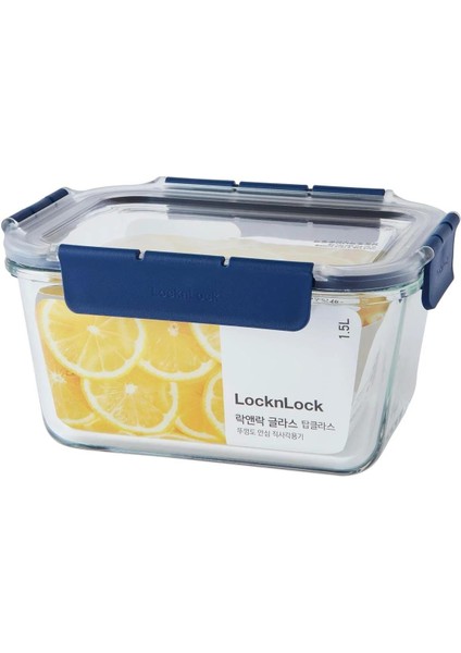 Top Class Fırın & Saklama Kabı Dörtgen Kilitli Mavi 1,5 lt