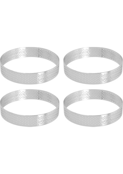 4 Adet Dairesel Gözenekli Tart Yüzük Alt Kule Pasta Kek Kalıbı Pişirme Araçları Isıya Dayanıklı Delikli Kek Mus Halkası, 10 cm (Yurt Dışından)