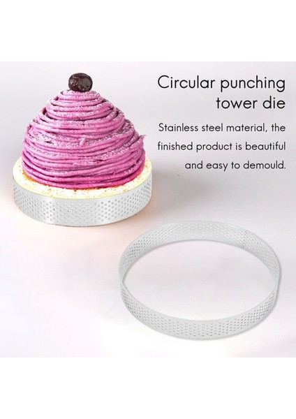 4 Adet Dairesel Gözenekli Tart Yüzük Alt Kule Pasta Kek Kalıbı Pişirme Araçları Isıya Dayanıklı Delikli Kek Mus Halkası, 10 cm (Yurt Dışından) modelleri