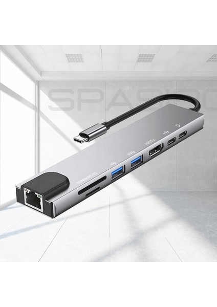 Port Pro Usb-C Hub 8 In 1 Adaptör | 4K UHD Hdmı, Hızlı Veri Transferi ve Çoklu Bağlantı Deneyimi!