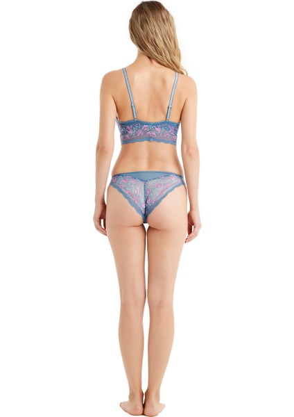 Kadın Dantelli Slip 60502 - Mavi fırsatları