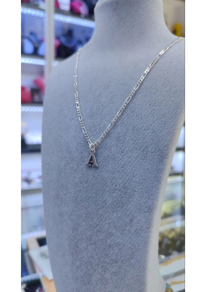 925 Ayar Gümüş Harfli Figaro Kolye, Kişiye Özel Harfli Tasarım