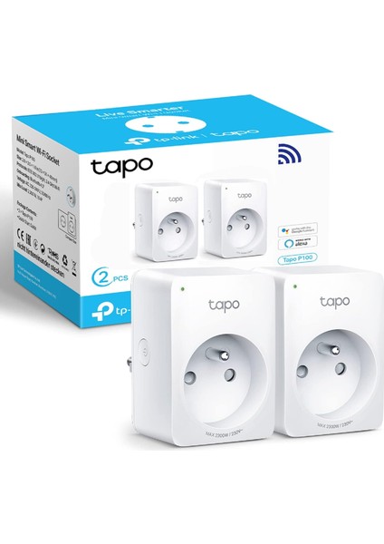 P100 (2-Pack) Akıllı Mini Wi-Fi Soketi Amazon Alexa ve Google Home ile Çalışır Uzaktan Kontrol Cihaz Paylaşımı Hub Gerekmez