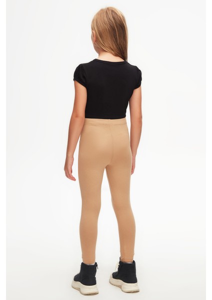 Sütlü Kahve Basic Kız Çocuk Yazlık Tayt fırsatları